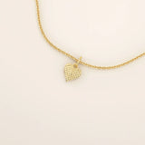 14K SOLID GOLD TEXTURED 3D HEART PENDANT NECKLACE FOR WOMEN