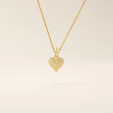 14K SOLID GOLD TEXTURED 3D HEART PENDANT NECKLACE FOR WOMEN