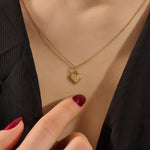 14K SOLID GOLD TEXTURED 3D HEART PENDANT NECKLACE FOR WOMEN