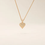 14K SOLID GOLD TEXTURED 3D HEART PENDANT NECKLACE FOR WOMEN