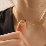 14K SOLID GOLD TEXTURED 3D HEART PENDANT NECKLACE FOR WOMEN