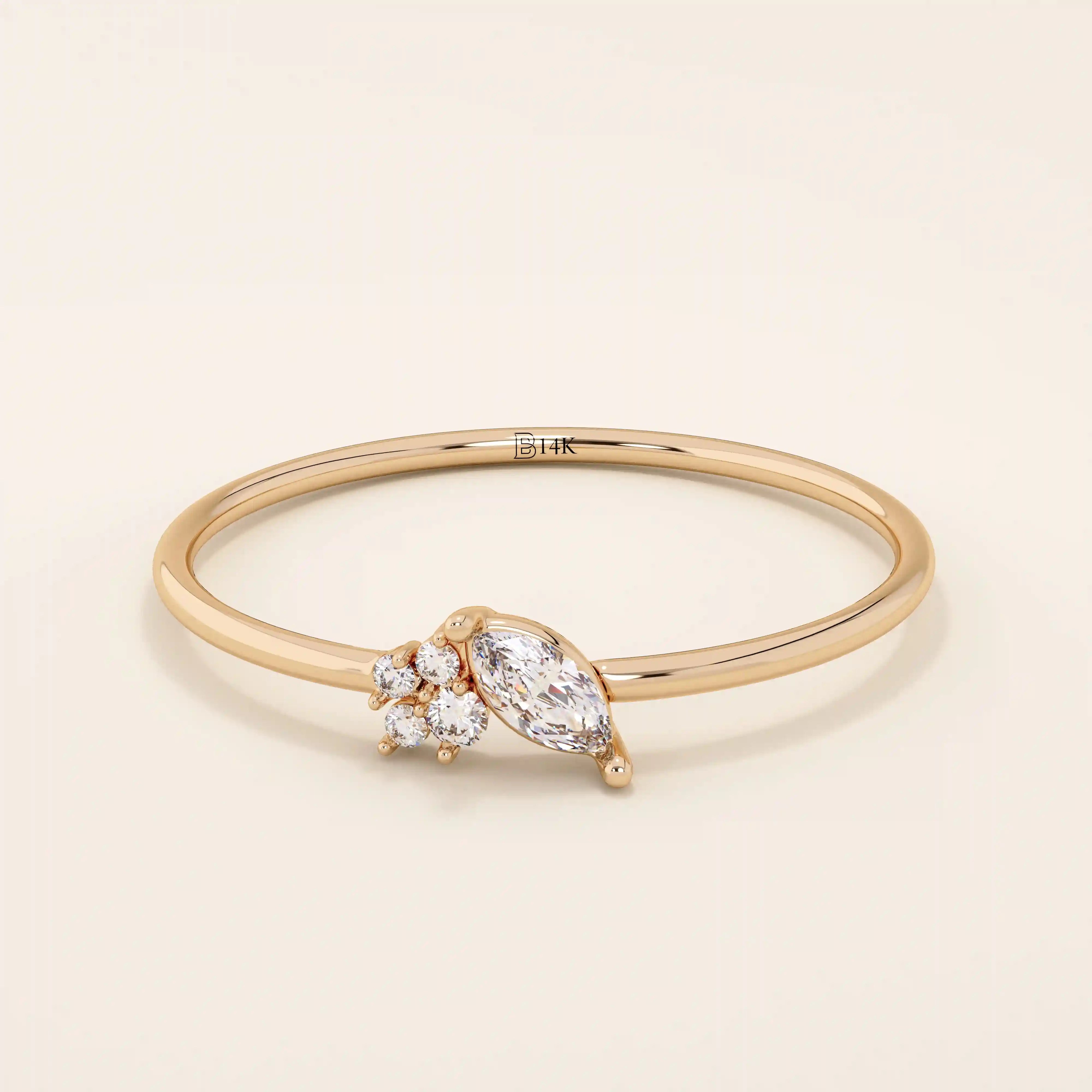 TINY ROUND CUT MOISSANITE SOLITAIRE ENGAGEMENT RING IN 14K SOLID GOLD