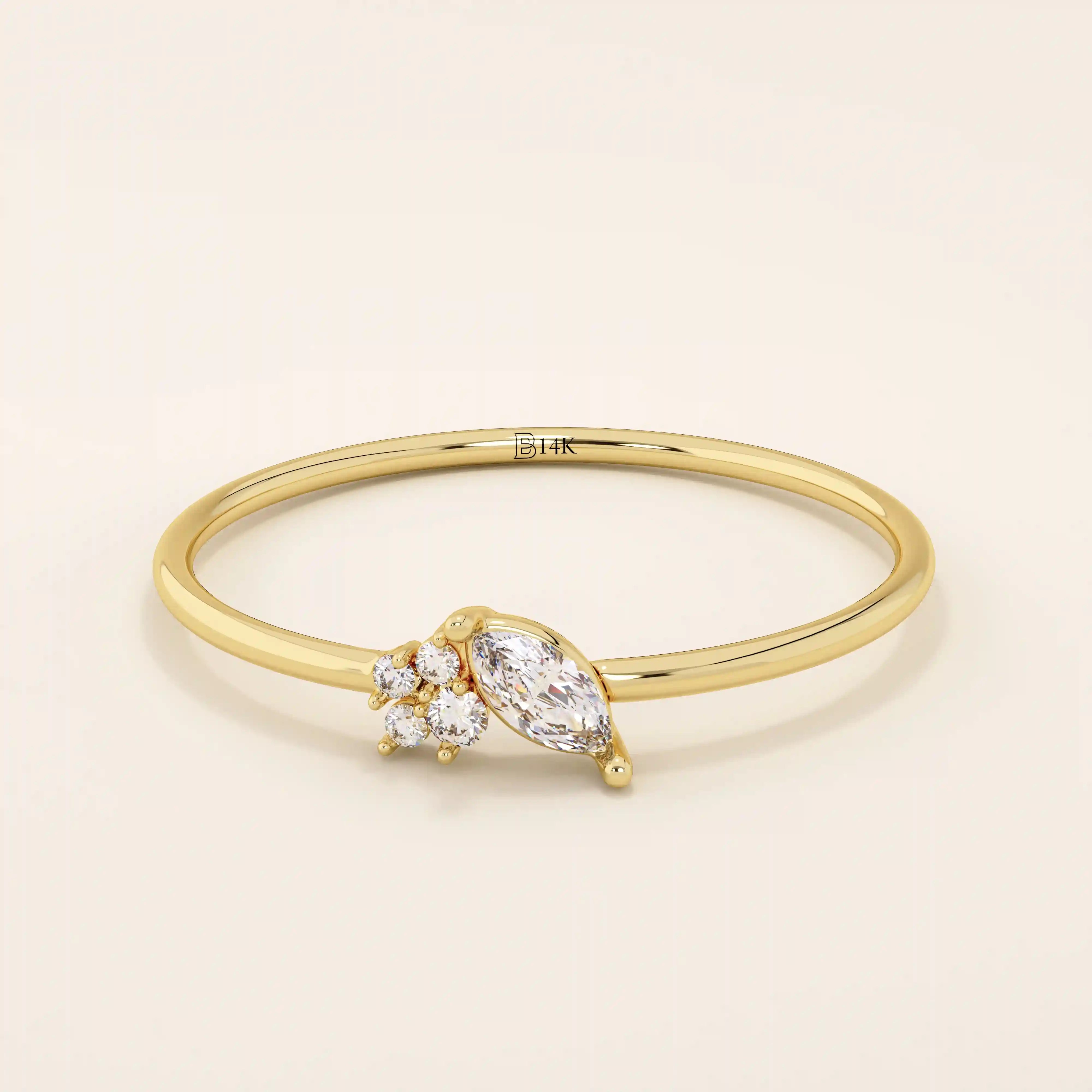 TINY ROUND CUT MOISSANITE SOLITAIRE ENGAGEMENT RING IN 14K SOLID GOLD