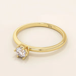 TINY ROUND CUT MOISSANITE SOLITAIRE ENGAGEMENT RING IN 14K SOLID GOLD