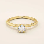 TINY ROUND CUT MOISSANITE SOLITAIRE ENGAGEMENT RING IN 14K SOLID GOLD