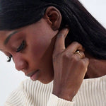 TINY ROUND CUT MOISSANITE SOLITAIRE ENGAGEMENT RING IN 14K SOLID GOLD