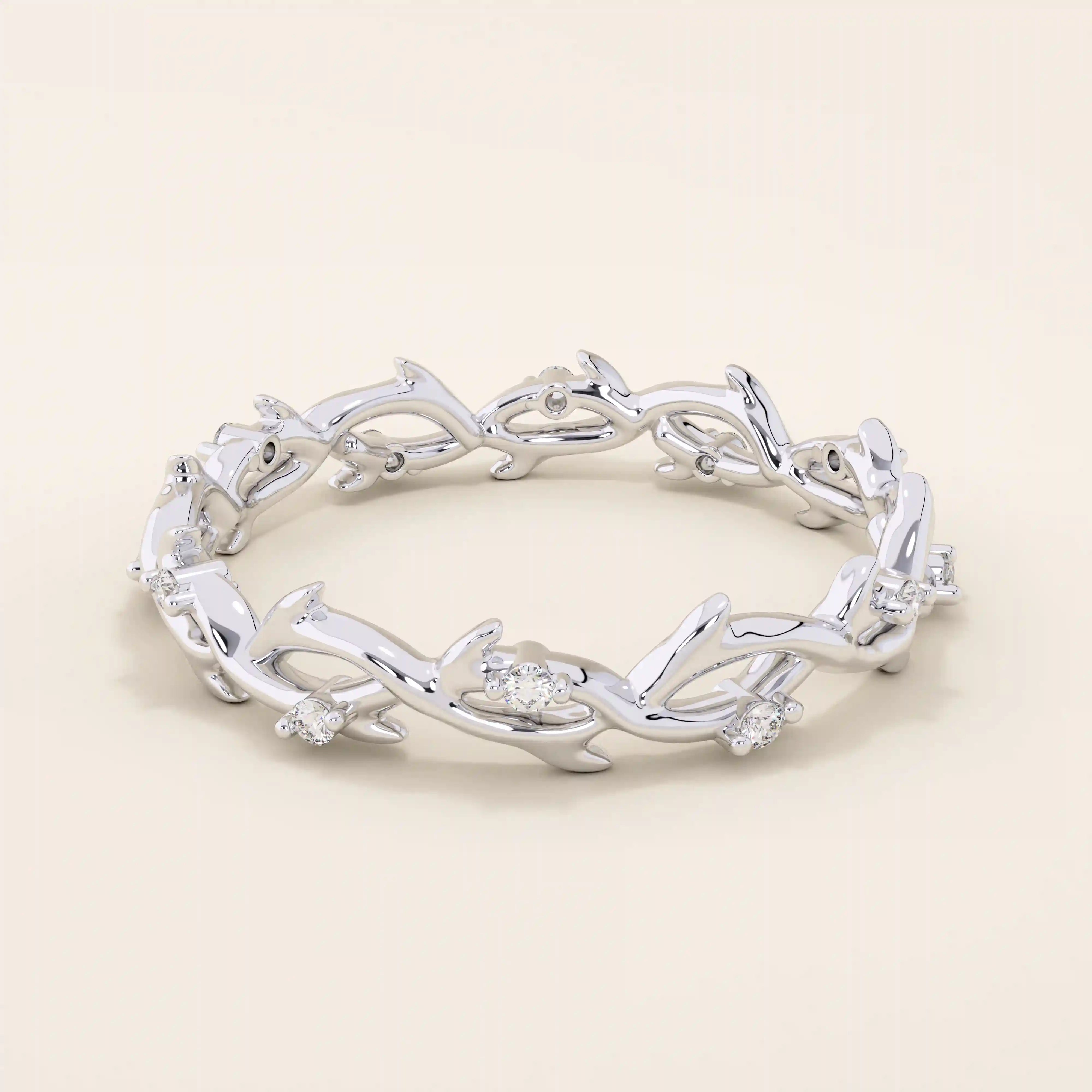 14k solid gold twin double heart bracelet with tiny moissanite for women