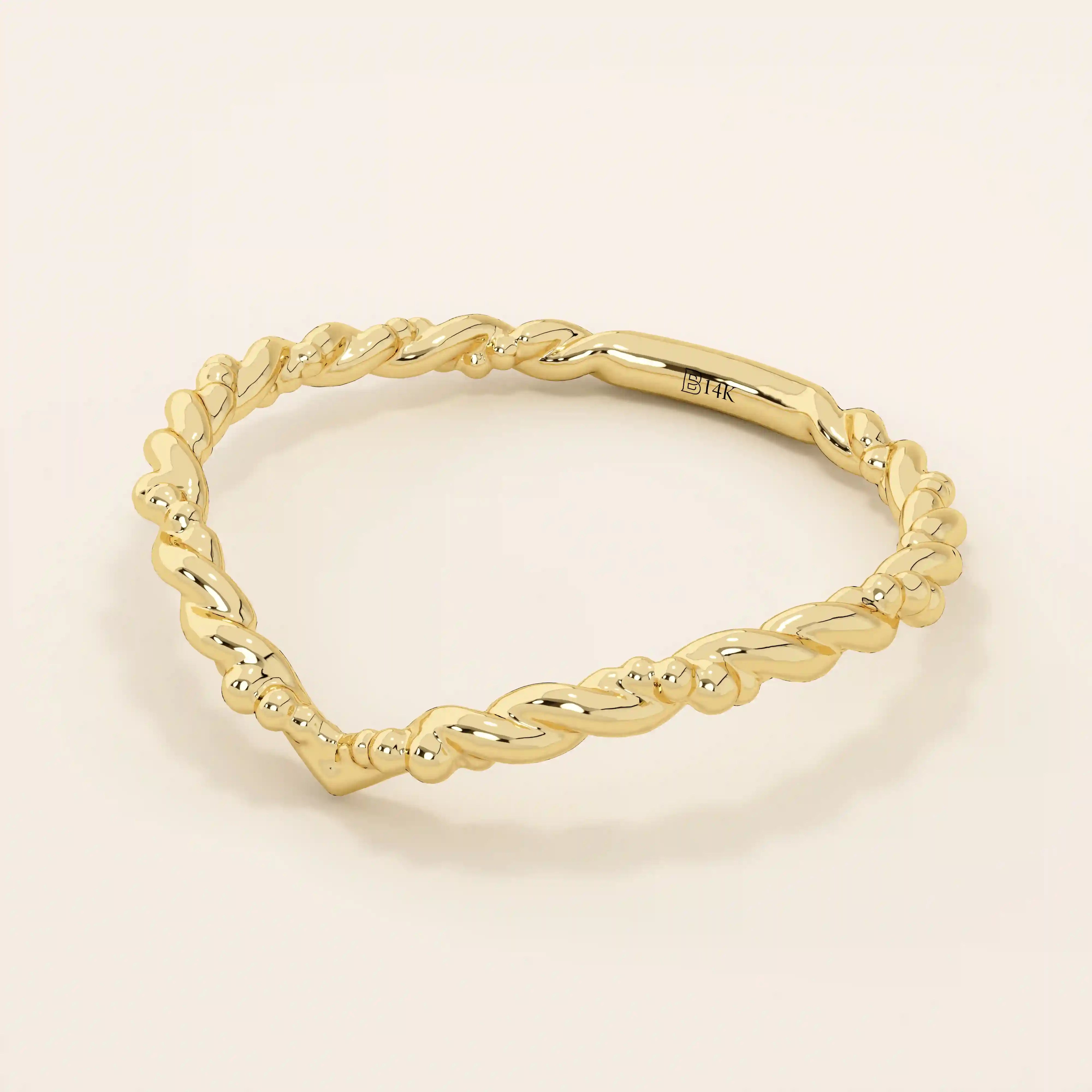 14k solid gold twisted band slim curve chevron stacking ring for engagement rings