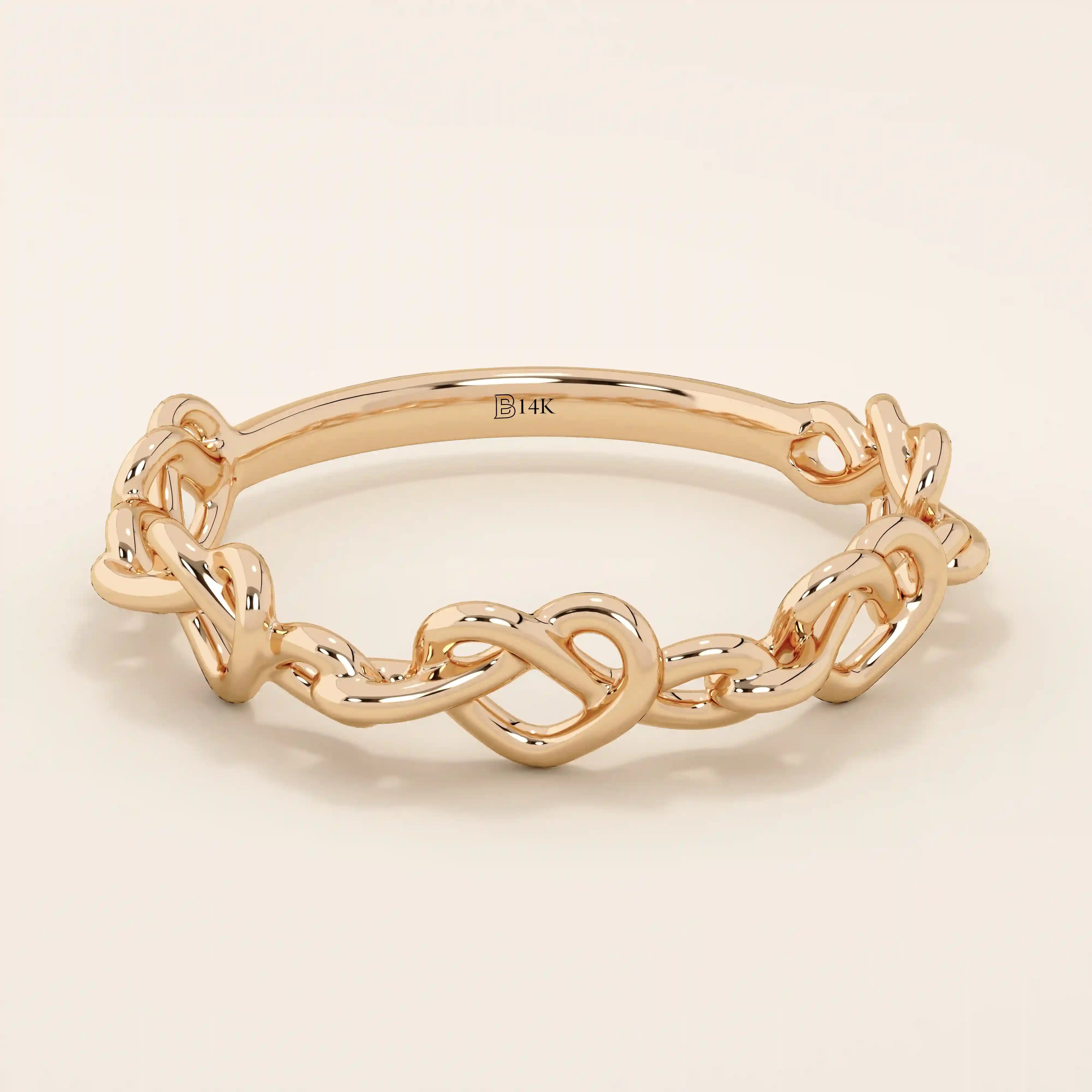 TWISTED WIRE HEART STACKING RING IN GOLD