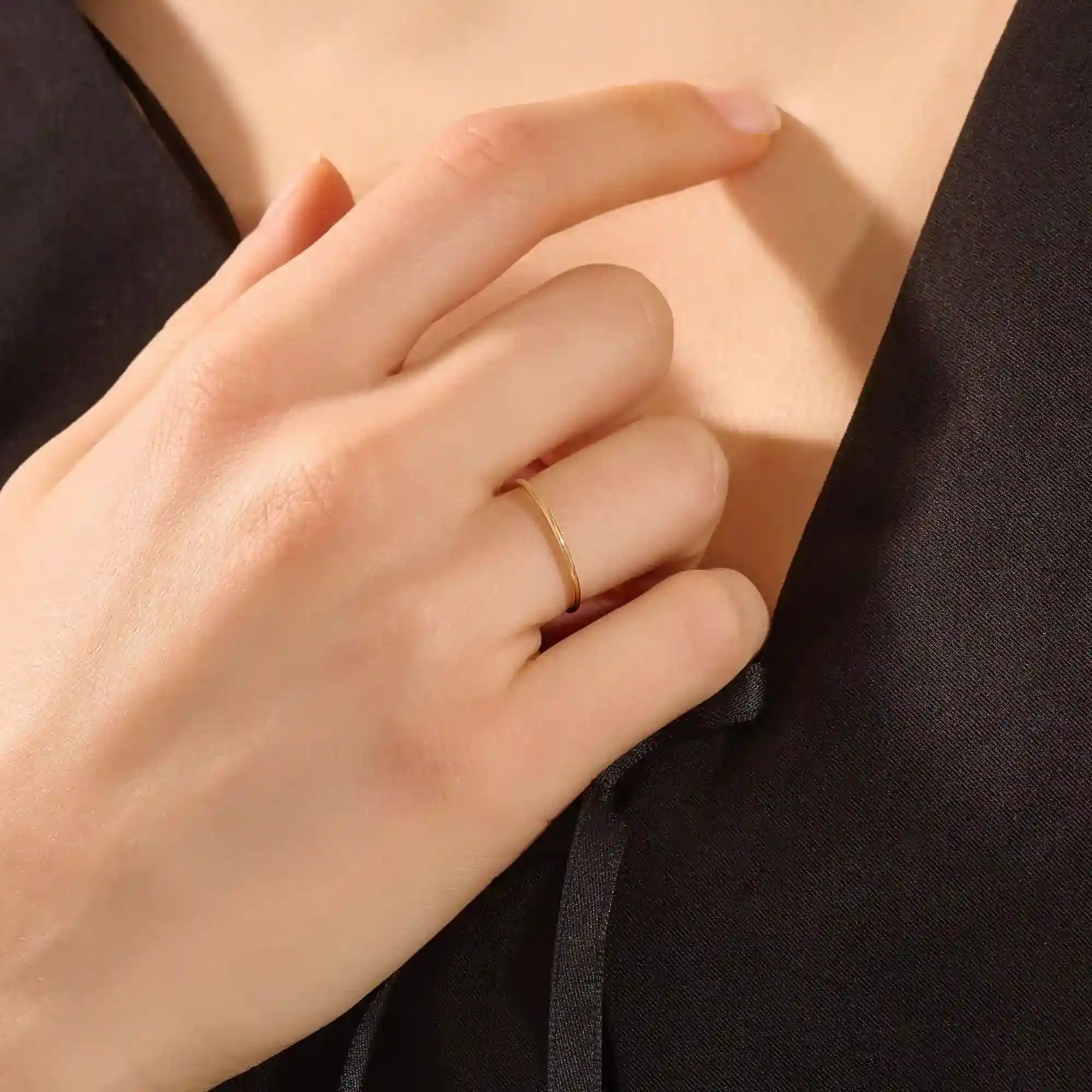 14K SOLID GOLD ULTRA THIN PLAIN SIMPLE STACKING RING