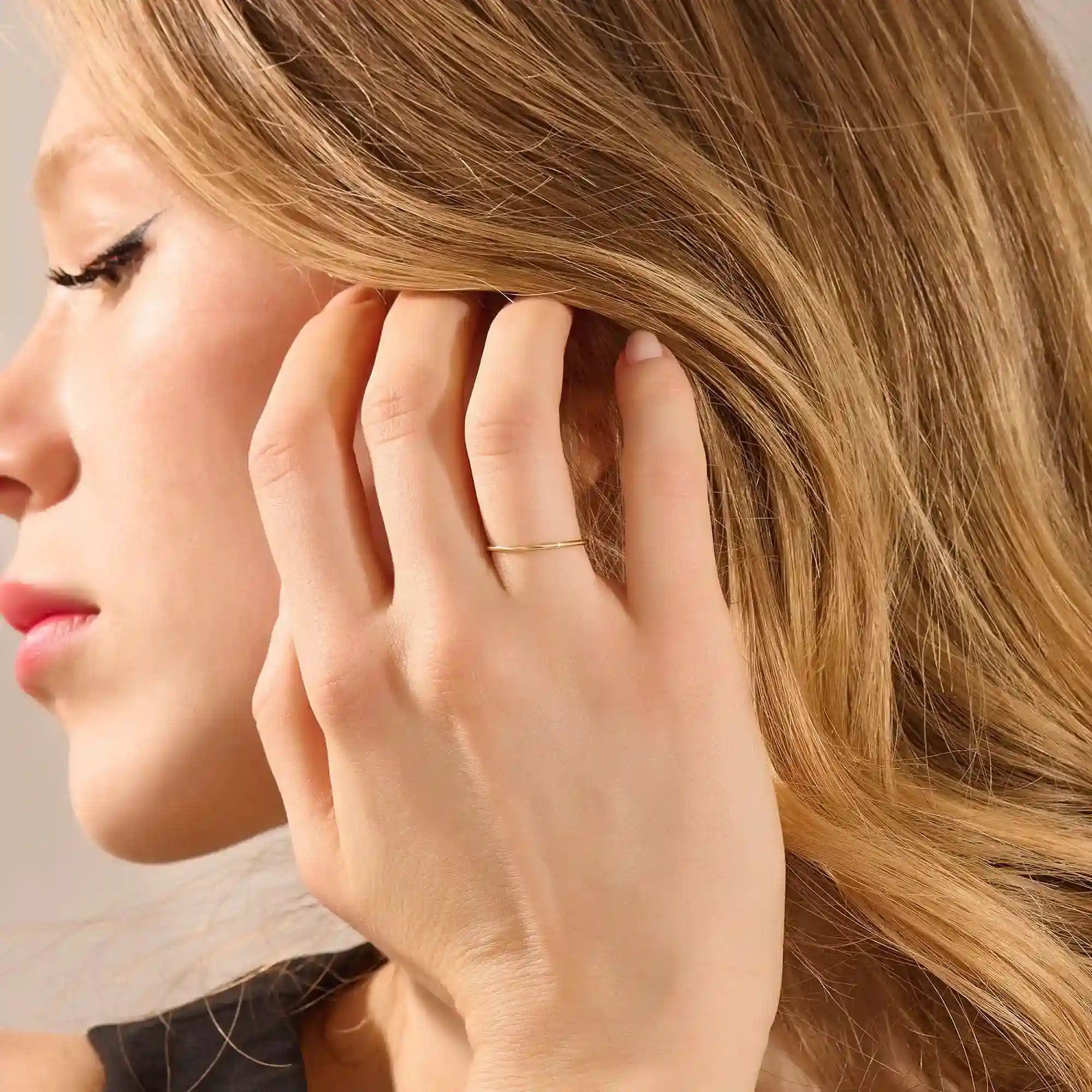 14K SOLID GOLD ULTRA THIN PLAIN SIMPLE STACKING RING