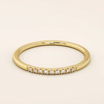 PAVE CZ ULTRA THIN STACKING WEDDING RING IN 14K SOLID GOLD