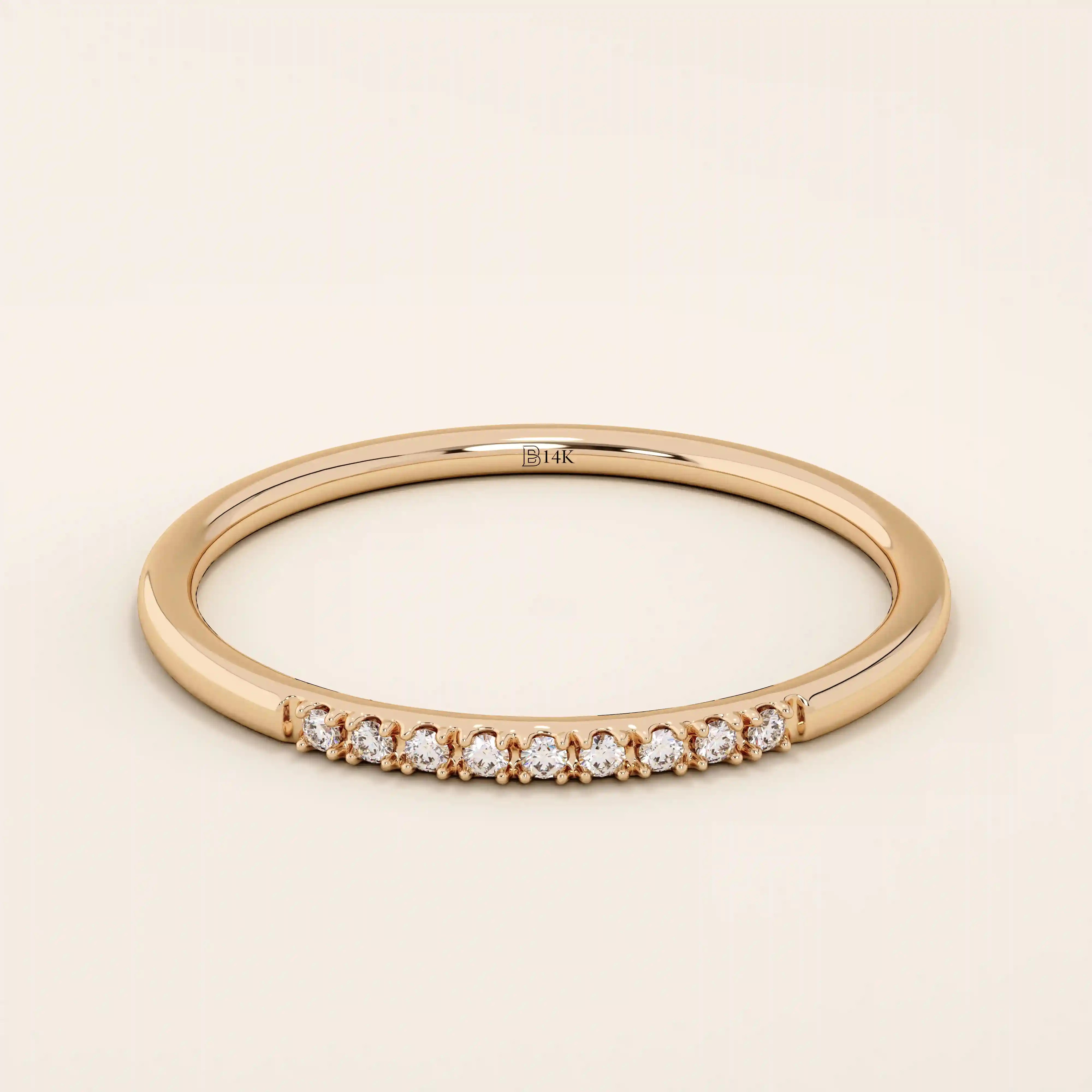 PAVE CZ ULTRA THIN STACKING WEDDING RING IN 14K SOLID GOLD