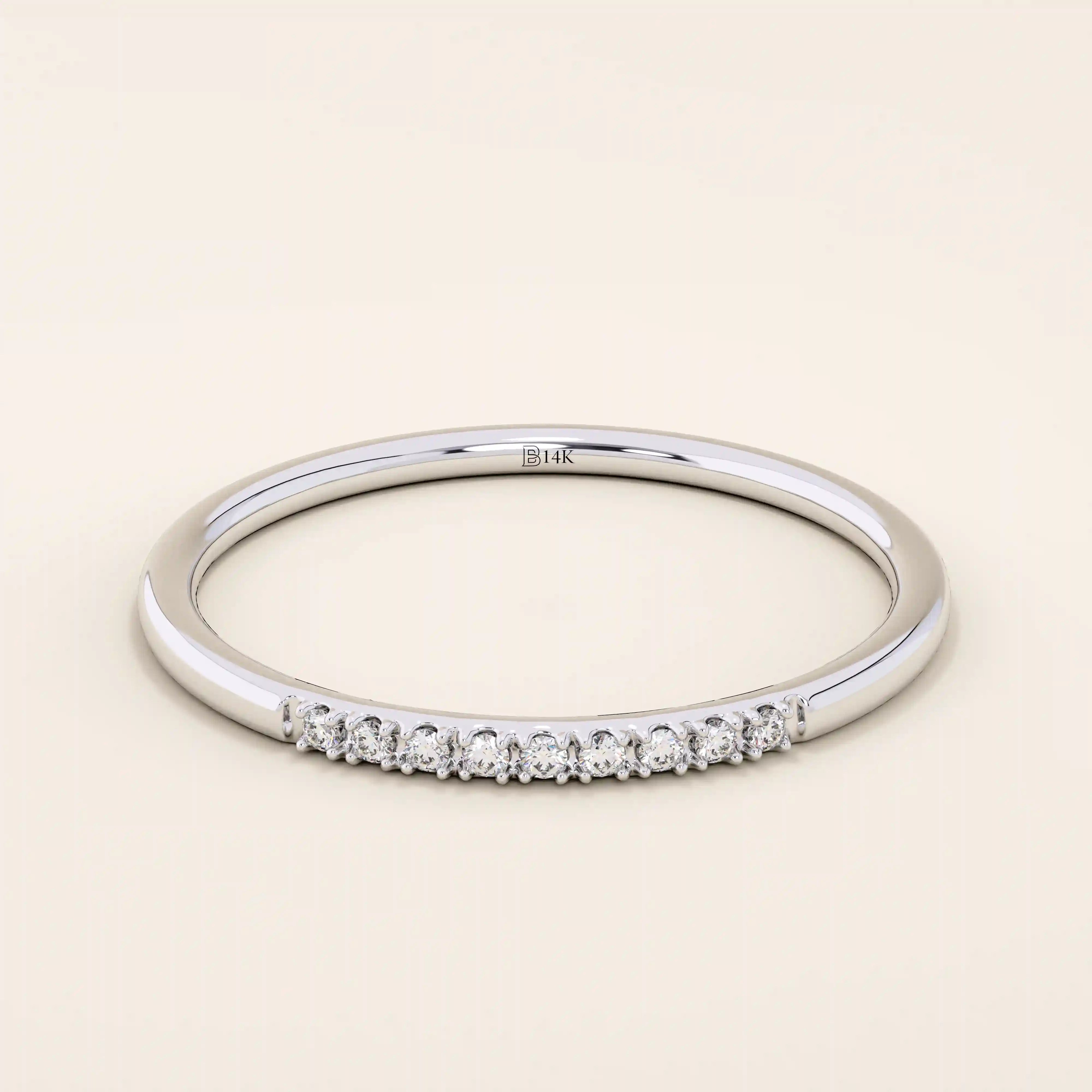 PAVE CZ ULTRA THIN STACKING WEDDING RING IN 14K SOLID GOLD