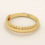 intricately designed unique half-eternity beaded plain band in solid gold for ladies