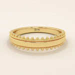 intricately designed unique half-eternity beaded plain band in solid gold for ladies