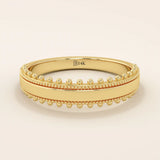 intricately designed unique half-eternity beaded plain band in solid gold for ladies
