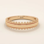 intricately designed unique half-eternity beaded plain band in solid gold for ladies