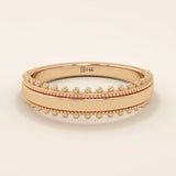intricately designed unique half-eternity beaded plain band in solid gold for ladies