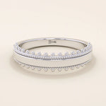 intricately designed unique half-eternity beaded plain band in solid gold for ladies