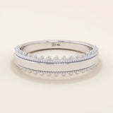 intricately designed unique half-eternity beaded plain band in solid gold for ladies