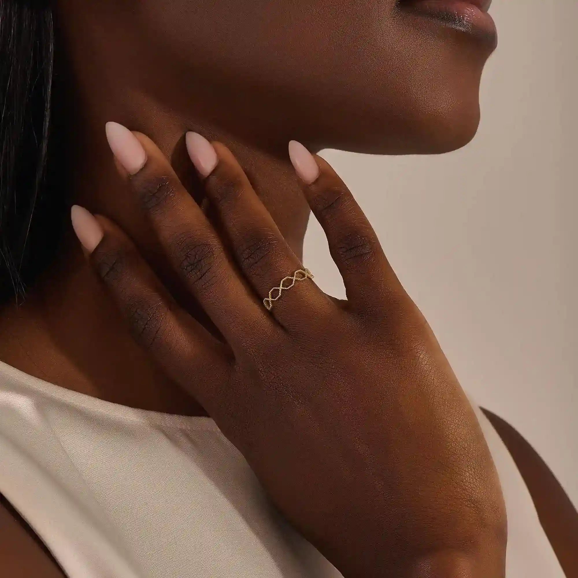 14K SOLID GOLD MILGRAIN HEXAGON WEDDING RING FOR WOMEN