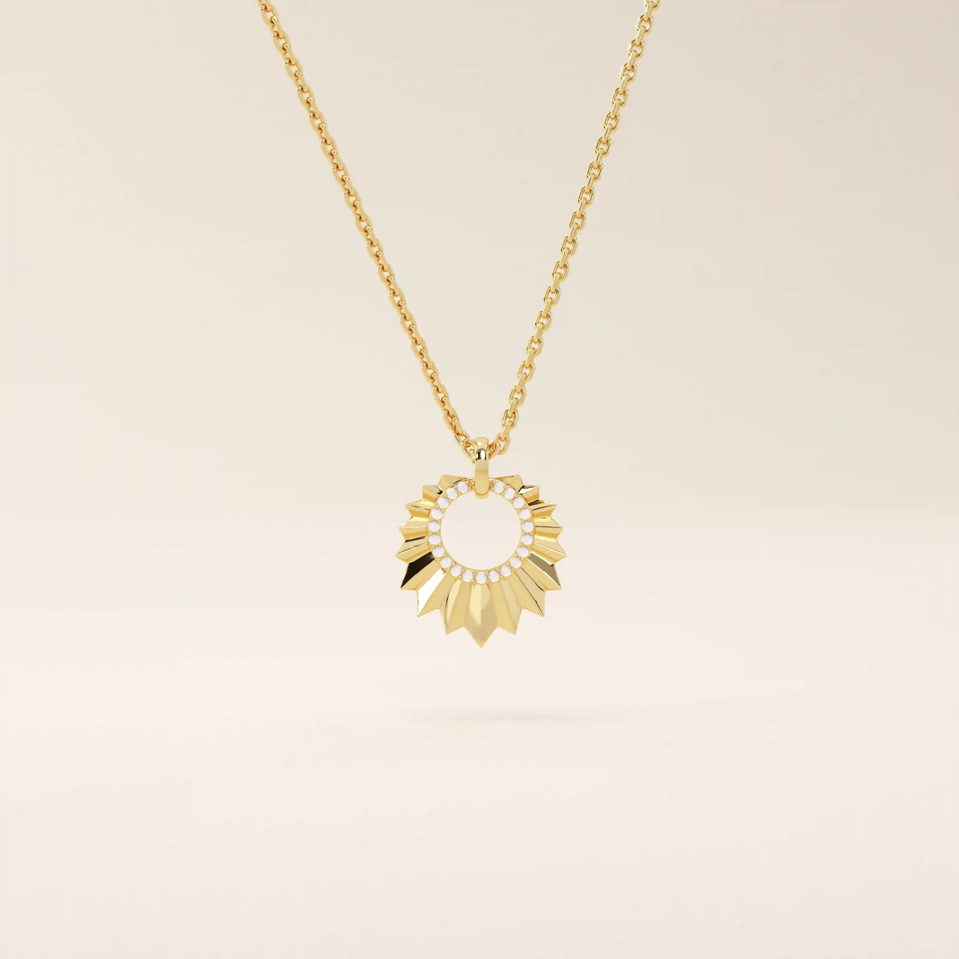14k solid gold unique burst shape pave moissanite pendant necklace for women