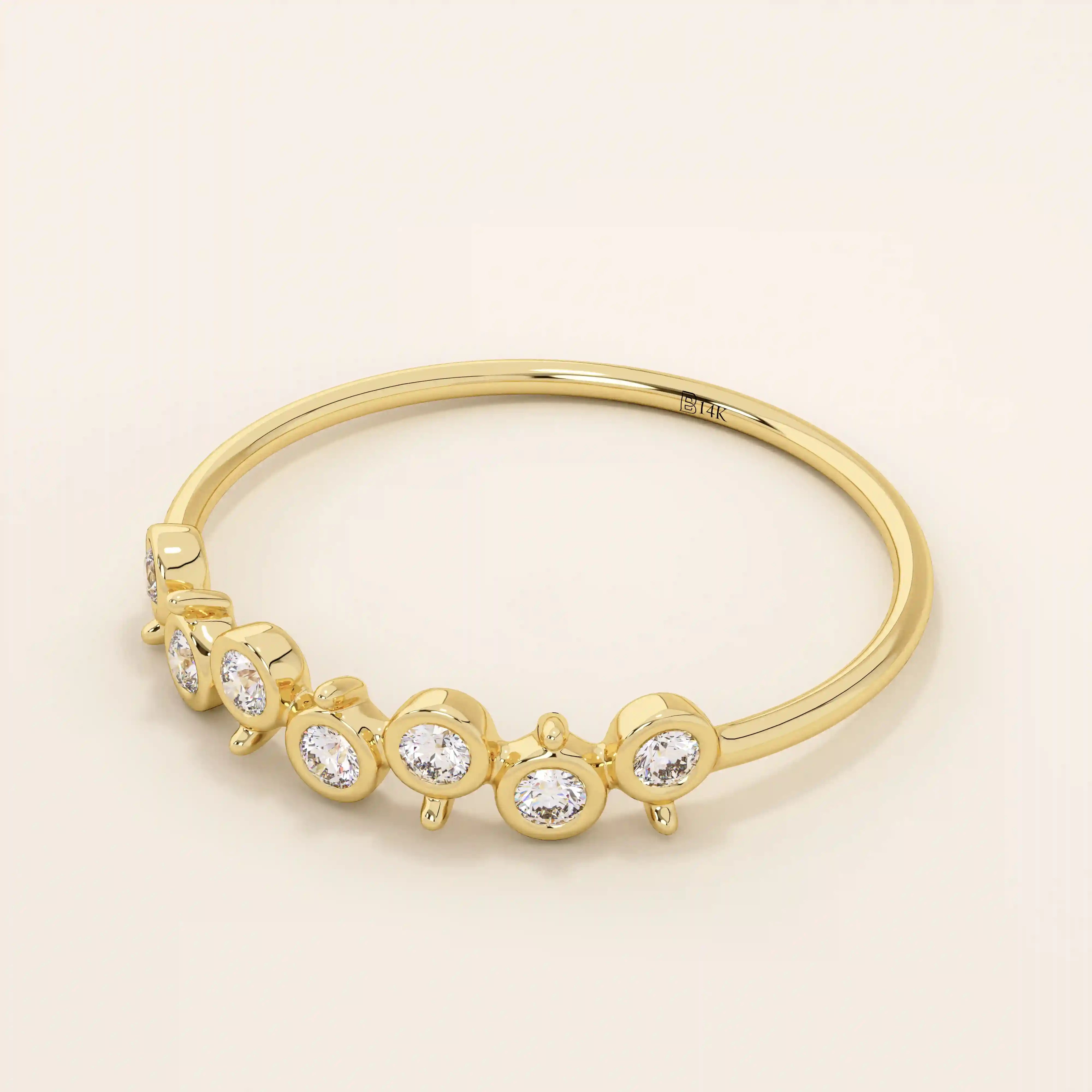 UNIQUE DESIGN BEZEL SET MOISSANITE STACKABLE WEDDING RING IN 14K SOLID YELLOW ROSE WHITE GOLD FOR WOMEN