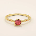 vintage milgrain design lab grown red garnet solitaire engagement ring in 14k solid gold for women