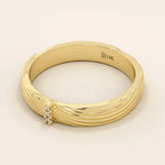 14k solid gold unisex design wavy pattern alliance wedding band paved with tiny moissanite stones