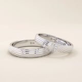 14k solid gold unisex design wavy pattern alliance wedding band set