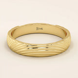 14k solid gold unisex design wavy pattern alliance wedding band set