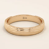 14k solid gold unisex design wavy pattern alliance wedding band set