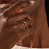 14K Solid Gold Curved Wedding Band for Women