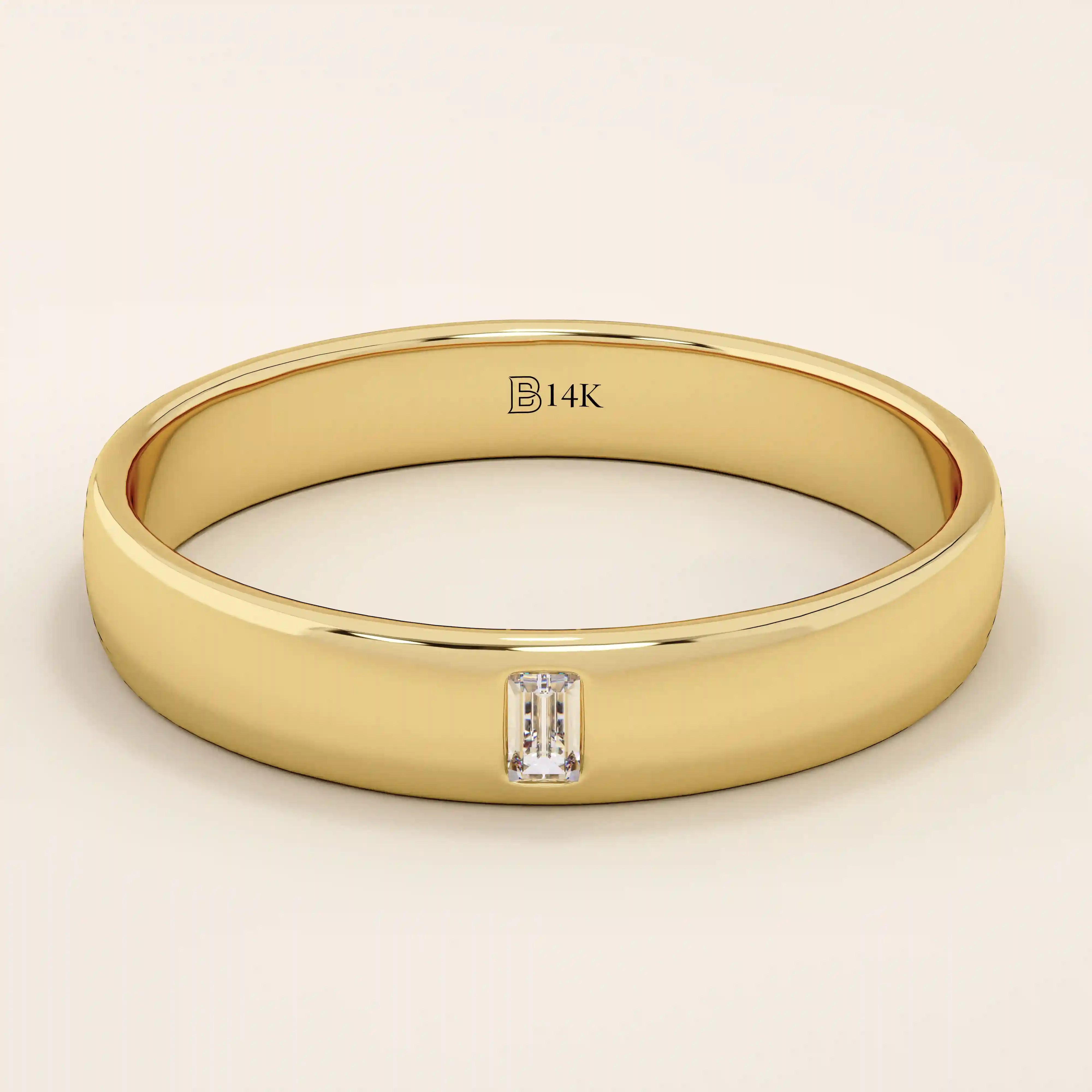 14K SOLID GOLD CHANNEL SET solo moissanite BAGUETTE ALLIANCE WEDDING BAND FOR WOMEN