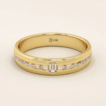 14K SOLID GOLD CHANNEL SET HALF ETERNITY BAGUETTE ALLIANCE WEDDING BAND FOR WOMEN