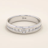 14K SOLID GOLD CHANNEL SET HALF ETERNITY BAGUETTE ALLIANCE WEDDING BAND FOR WOMEN