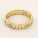 14K SOLID GOLD CHANNEL SET HALF ETERNITY BAGUETTE ALLIANCE WEDDING BAND FOR WOMEN