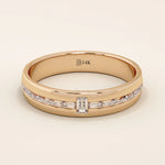 14K SOLID GOLD CHANNEL SET HALF ETERNITY BAGUETTE ALLIANCE WEDDING BAND FOR WOMEN