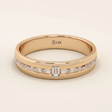 14K SOLID GOLD CHANNEL SET HALF ETERNITY BAGUETTE ALLIANCE WEDDING BAND FOR WOMEN