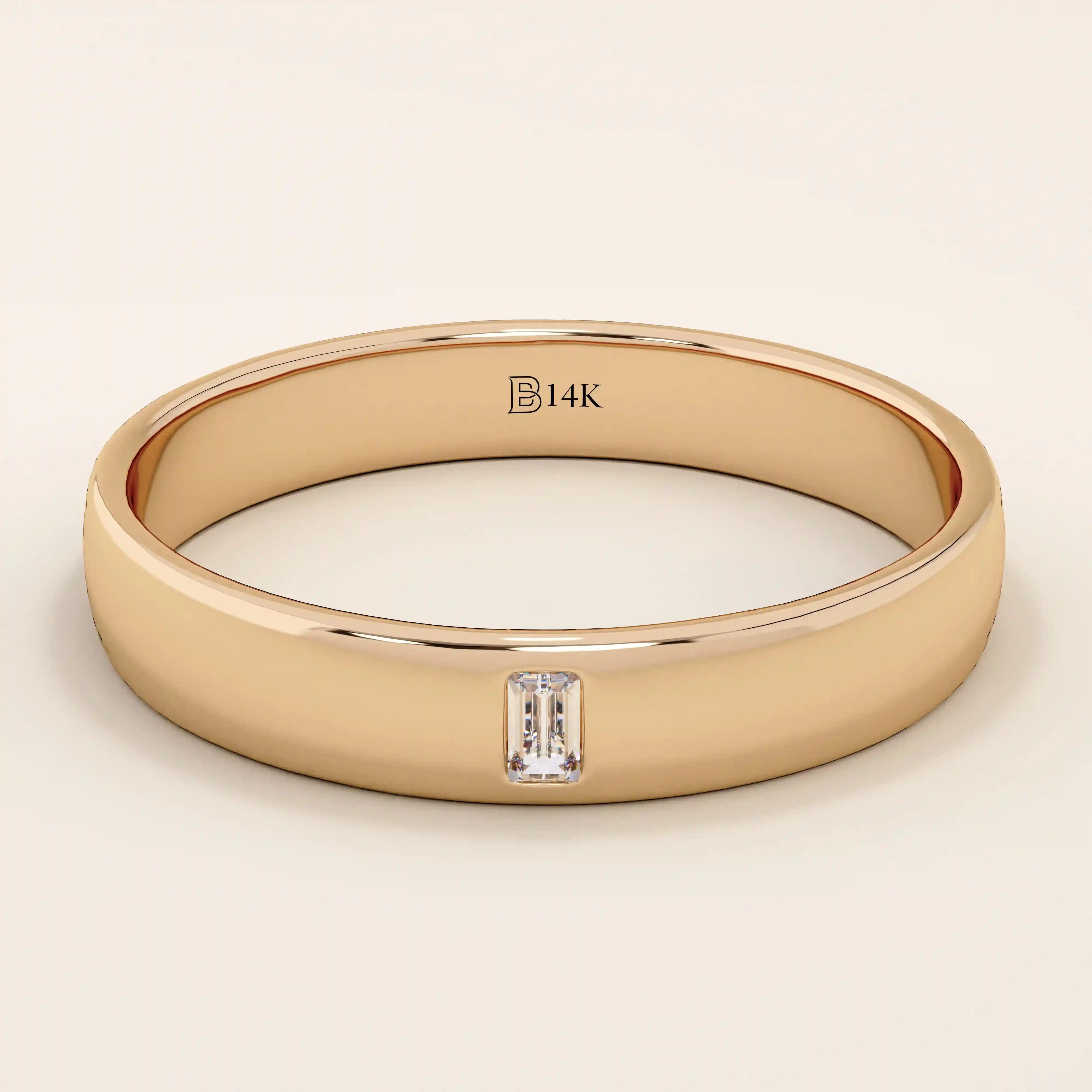 14K SOLID GOLD CHANNEL SET solo moissanite BAGUETTE ALLIANCE WEDDING BAND FOR WOMEN