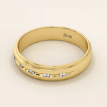 14K SOLID GOLD FLUSH SET 5 MOISSANITE STONE ALLIANCE WEDDING BAND