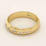 14K SOLID GOLD FLUSH SET 5 MOISSANITE STONE ALLIANCE WEDDING BAND
