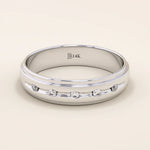 14K SOLID GOLD FLUSH SET 5 MOISSANITE STONE ALLIANCE WEDDING BAND