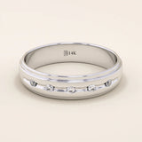 14K SOLID GOLD FLUSH SET 5 MOISSANITE STONE ALLIANCE WEDDING BAND