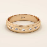 14K SOLID GOLD FLUSH SET 5 MOISSANITE STONE ALLIANCE WEDDING BAND