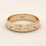 14K SOLID GOLD FLUSH SET 5 MOISSANITE STONE ALLIANCE WEDDING BAND