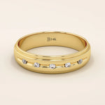 14K SOLID GOLD FLUSH SET 5 MOISSANITE STONE ALLIANCE WEDDING BAND