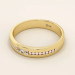 14K SOLID GOLD HALF ETERNITY PAVE CLUSTER MOISSANITE WEDDING ALLIANCE BAND FOR WOMEN