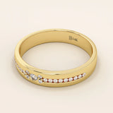 14K SOLID GOLD HALF ETERNITY PAVE CLUSTER MOISSANITE WEDDING ALLIANCE BAND FOR WOMEN